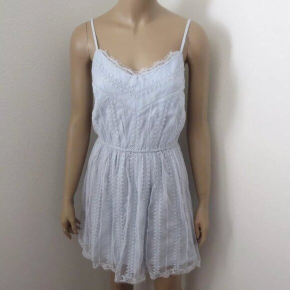 NWT Abercrombie Womens Embroidered Mesh Lace Dress Size XS Light Blue - Picture 1 of 6